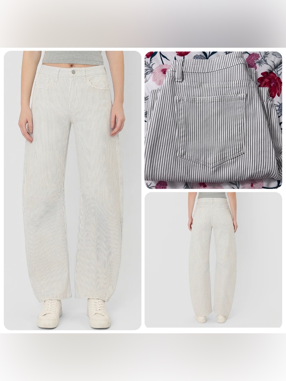 NWT Vervet by Flying Monkey Kate High Rise Dart Striped Crop Barrel Jeans